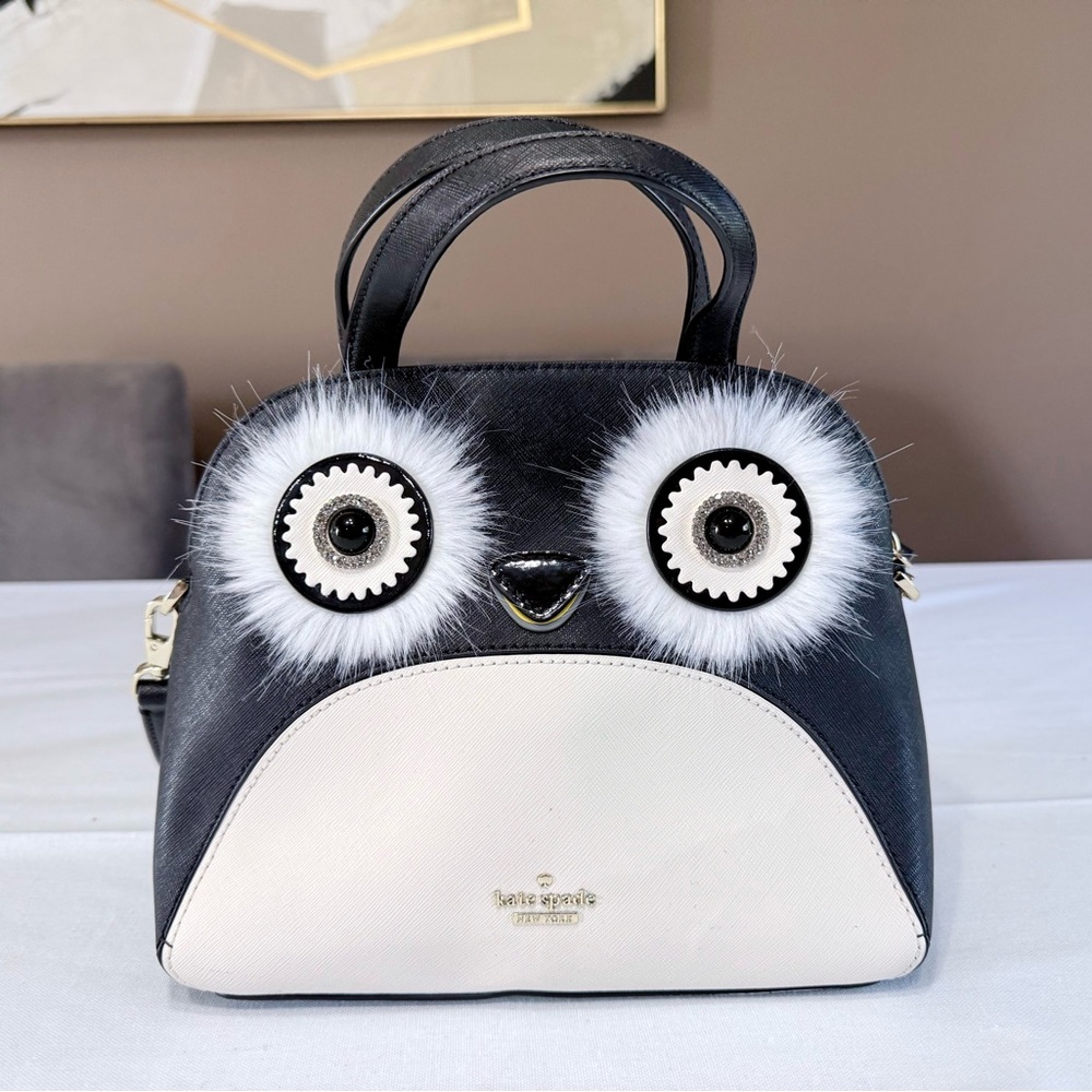 Kate Spade Dashing Beauty Penguin Small Lottie Black Crossbody Novelty Bag